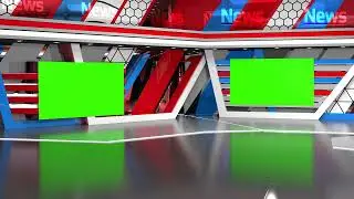 News virtual studio background green screen | double window green screen | Newsroom & studio