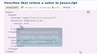 Javascript Tutorial : Function that return a value in javascript