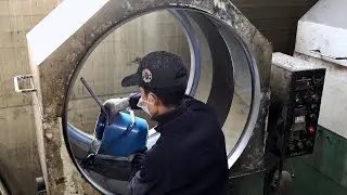 Button Mass Production Process. Old Korean Button Manufacturing Factory