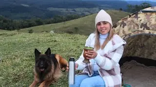 CAMPING GIRL - Camped in the mountains on a cold night