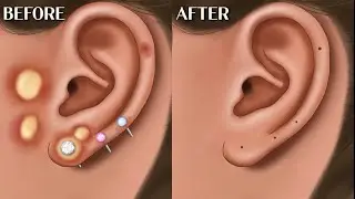Asmr ear piercing pus removal animation 