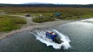 Приполярный урал р.Кожим осень брод через реку Кожим парк Югыд-Ва DJI Phantom 3