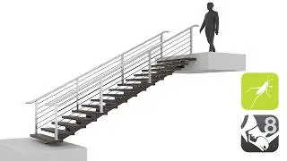 Parametric Stairs with Steel Structure Connections Railings and Lights #Grasshopper for #Rhino3d