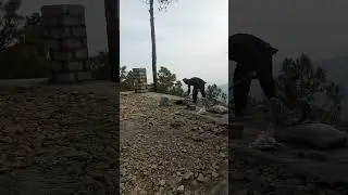 Construction of light poles. 