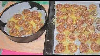Бублики с фаршем в духовке натертые сыром. Мясные закуски
