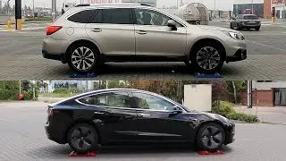 SLIP TEST - Subaru Outback S-AWD vs Tesla 3 AWD - 