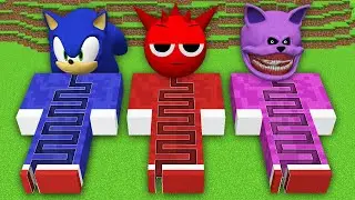 I FOUND SPRUNKI vs SONIC vs CATNAP TAPES MAZE in Minecraft ! SURVIVAL in MAZE !