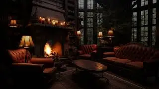 Cozy Spring Cottage Rain Ambience with Fireplace Sounds for Sleeping 🍁 Fall Rain On Window