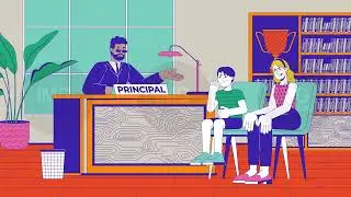 Principal communicating with mother and naughty student cartoon animation
