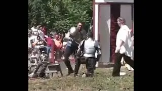 Get smacked on the head by a shield