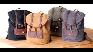 Vintage leather & canvas backpack mens rucksack womens