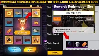 Indonesia Server New Redeem Code And Incubator 100% Buff 🔥 ff indonesia server new event today 🎯