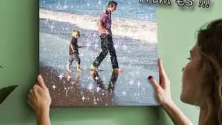 Cheap photo canvas glitter photo canvas