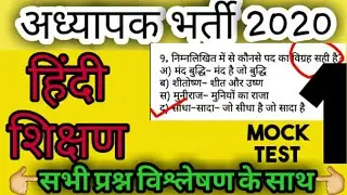 Part-1 हिन्दी शिक्षण महत्वपूर्ण प्रश्न||hindi shikshan||टेस्ट सीरीज