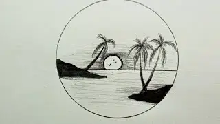 How to draw Circle Scenery - easy drawing for Beginners