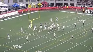 Edmonton Elks' McLeod Bethel-Thompson throws an 8-yard TD pass to Kurleigh Gittens Jr. vs. Alouettes