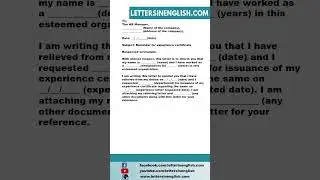 Reminder Letter for Experience Certificate