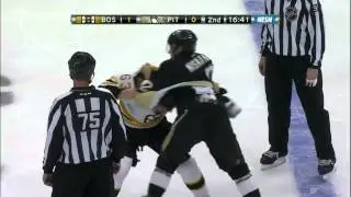 Brad Marchand slewfoots Matt Niskanen [HD] {Dual Feed}