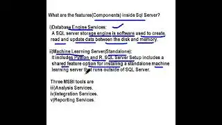 SQL : Features(components) inside Sql