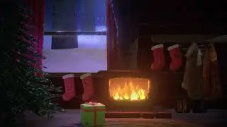 Yule Log Animated Cabin In The Woods