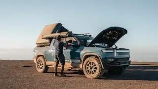Car camping in 100 degrees Fahrenheit with a Rivian R1T, @campstreamgear and @evlander