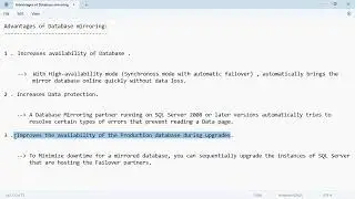 Advantages of Database Mirroring