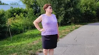 #вязание /Ажурная майка, связанная спицами. Описание.