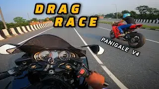Hayabusa vs panigale v4 Drag Race