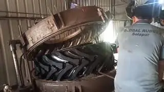 Обработка шин трактора горячим способом, процесс переформовки шин, инженер по шинам