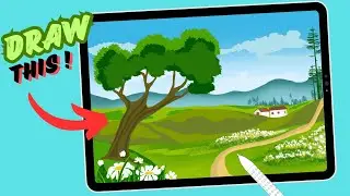 How to Draw Landscape Tutorial For Beginners | Procreate Drawing Step By Step | #simplelandscape