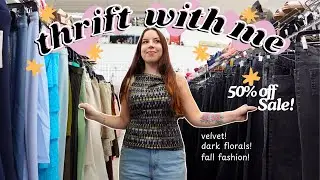 THRIFT WITH ME at the 50% off sale! | fall thrift haul & styling 🍂