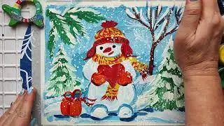 Рисуем снеговика. Зимняя сказка