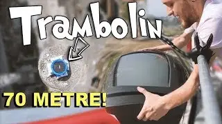 THROWING TV ABOVE 70 METER TO A TRAMBOLINE!