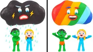 Rainy Cloud VS Rainbow Cloud 😱😱😱😱