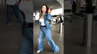 Malaika Arora looks dashing in denims as she flies off from Mumbai airport 😍 #shorts