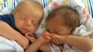 Witness the touching bond of newborn twins. #newborntwins