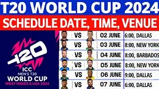 T20 World Cup 2024 Time Table | T20 World Cup 2024 Schedule | 2024 T20 World Cup Schedule
