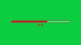 1-Minute Red Round Progress Bar Countdown Green Screen, 100% Copyright Free