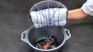 Tie the meat on the lid and smoke it into the cauldron. A healthy recipe for cold meat!