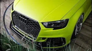 Matte Yellow Audi RS3 chase