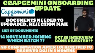 Capgemini onboarding update news | Capgemini rejection mail October batch ??