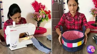 How to denim storage basket bag from old jeans reused