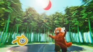 Blender 3D: Modeling Red Panda Bamboo Forest (from Turning Red) [Timelapse]