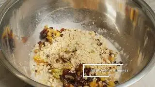 Bread with European corinthian black raisins , nuts and fruits - ENG