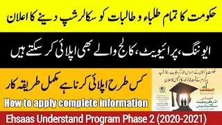 Ehsaas Undergraduate Scholarship Program Phase 2 2020-2021 | How to apply HEC Ehsaas Scholarship