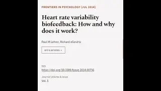 Heart rate variability biofeedback:  How and why does it work? | RTCL.TV