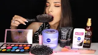 BAKIM VE MAKYAJ MALZEMELERİ YEDİM! TARAK, FONDÖTEN, FAR, DEODORANT *FAKE | TÜRKÇE ASMR MUKBANG