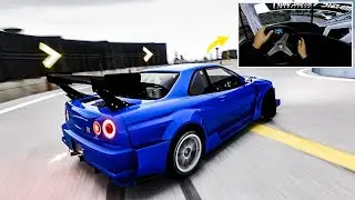 Nissan Skyline R34 GTR Drifting at Daikoku Japan l (4K) Assetto Corsa Steering Wheel Gameplay