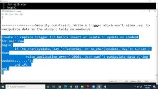 20 Creating a trigger in oracle for security check