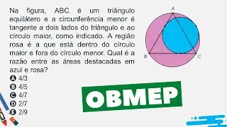 🚨🚨OBMEP Qual é a razão entre as áreas destacadas em azul e rosa?